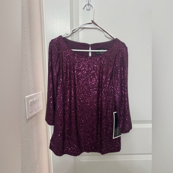 Alex Evenings Tops - Alex Evenings Purple Sequin Top NWT